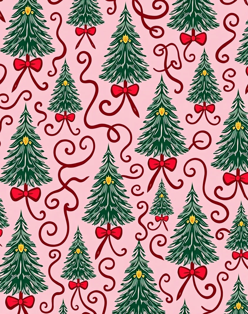 Whimsical Evergreen Bow Swirls Rug