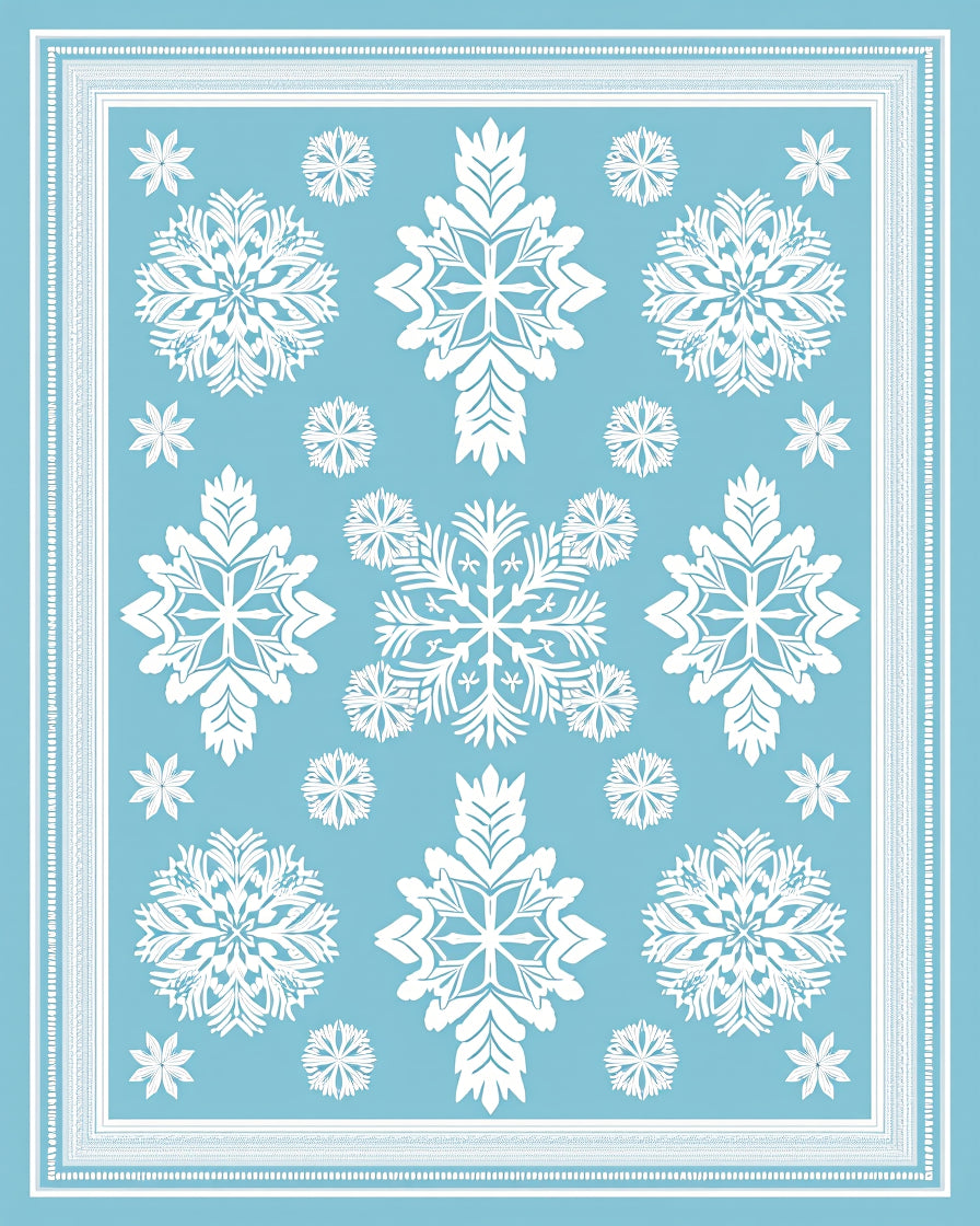 White Snowflake Winter Wonderland Rug