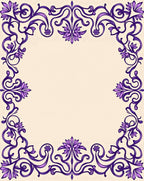 Art Nouveau Purple Floral Swirl Frame Rug