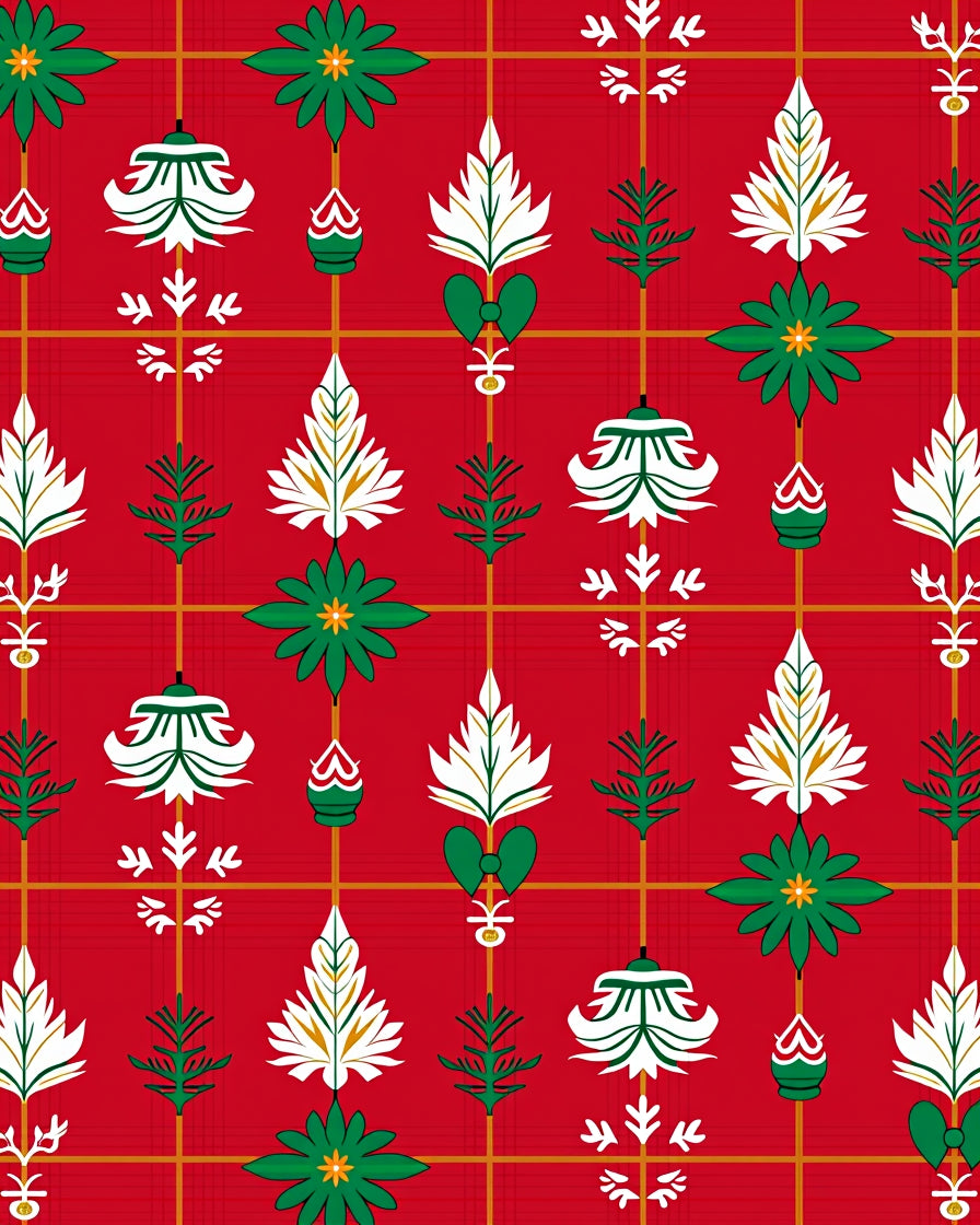 Rustic Red Green White Tartan Plaid Ornament Rug