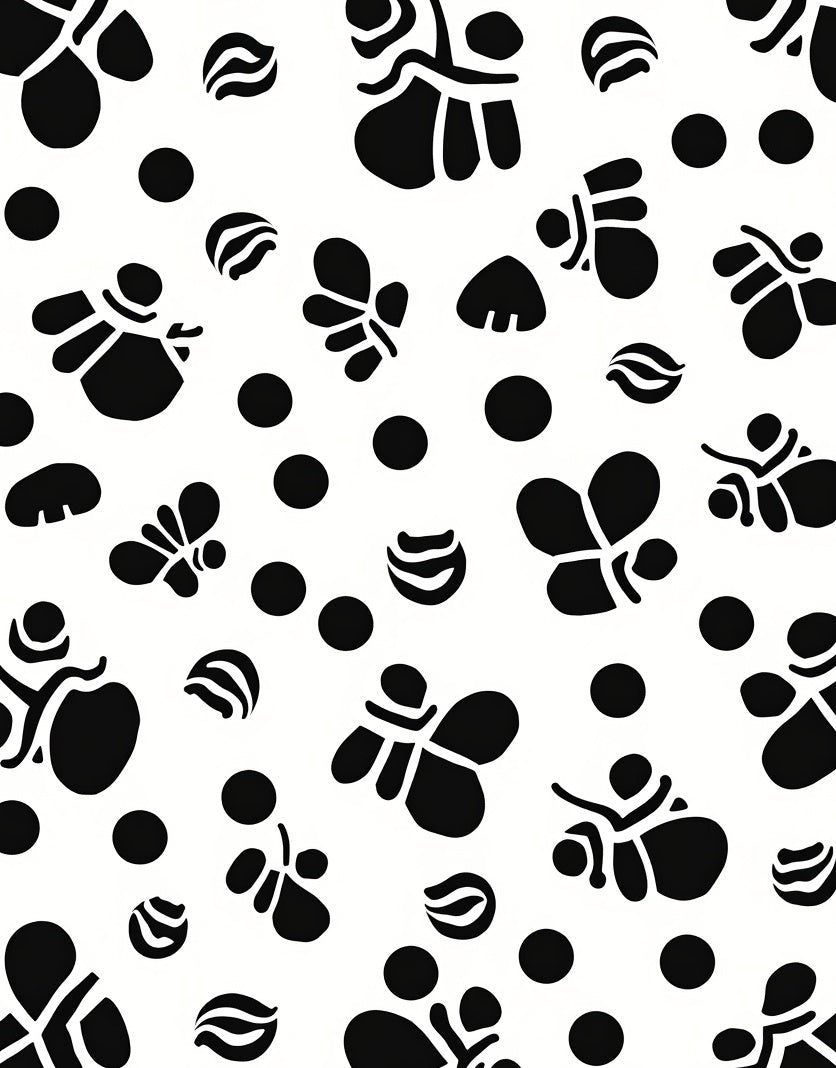 Black And White Abstract Life Forms Rug
