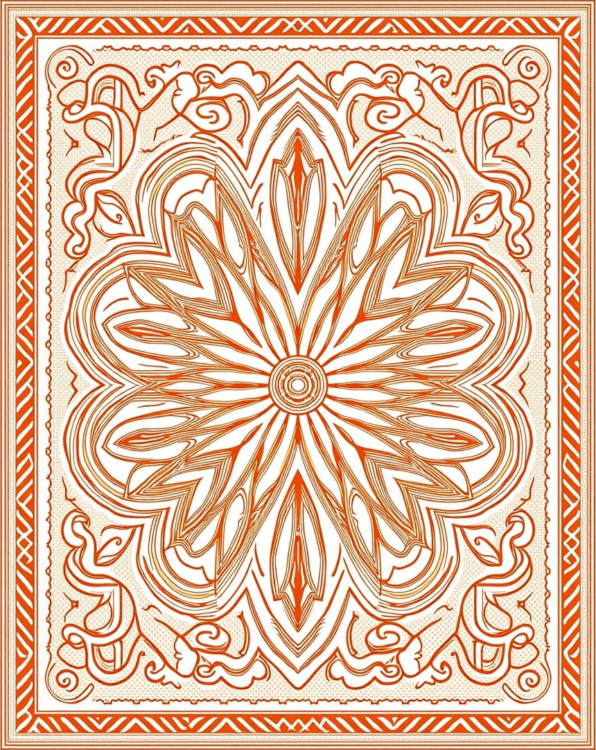 Orange Golden Bloom Mandala Rug