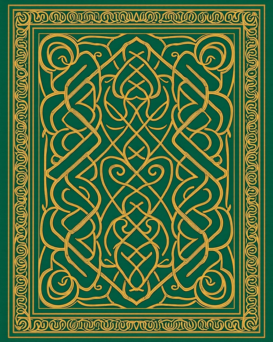 Emerald Gold Interlace Scroll Rug