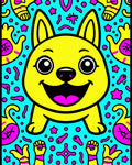 Happy Yellow French Bulldog Bubble Blast Rug