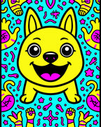 Happy Yellow French Bulldog Bubble Blast Rug