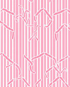 Pink and White Striped Ribbon Overlay Rug