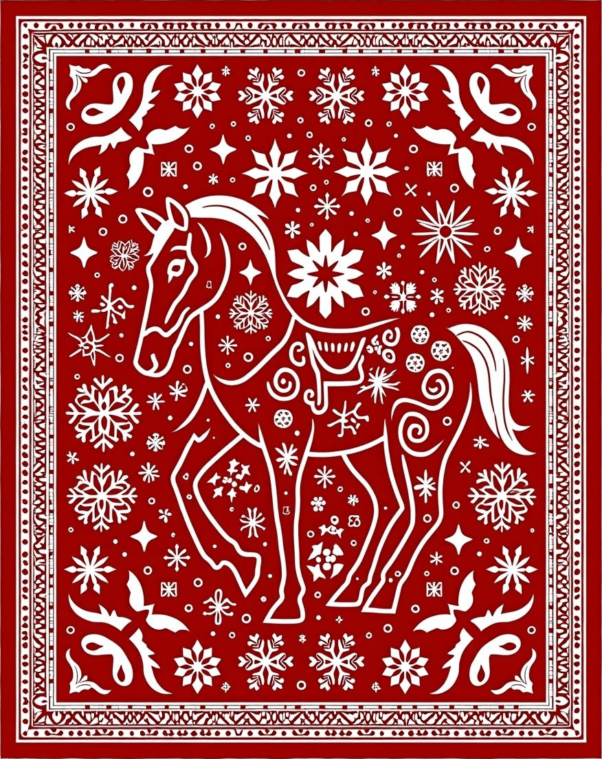 Crimson Horse Snowflake Medallion Rug