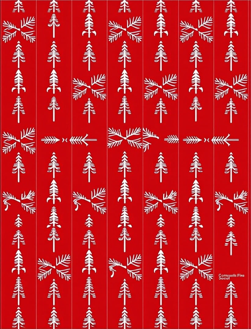 Bright Red Pine Tree Garland Rug