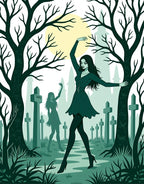 Macabre Goth Cemetery Moonlit Scene Rug
