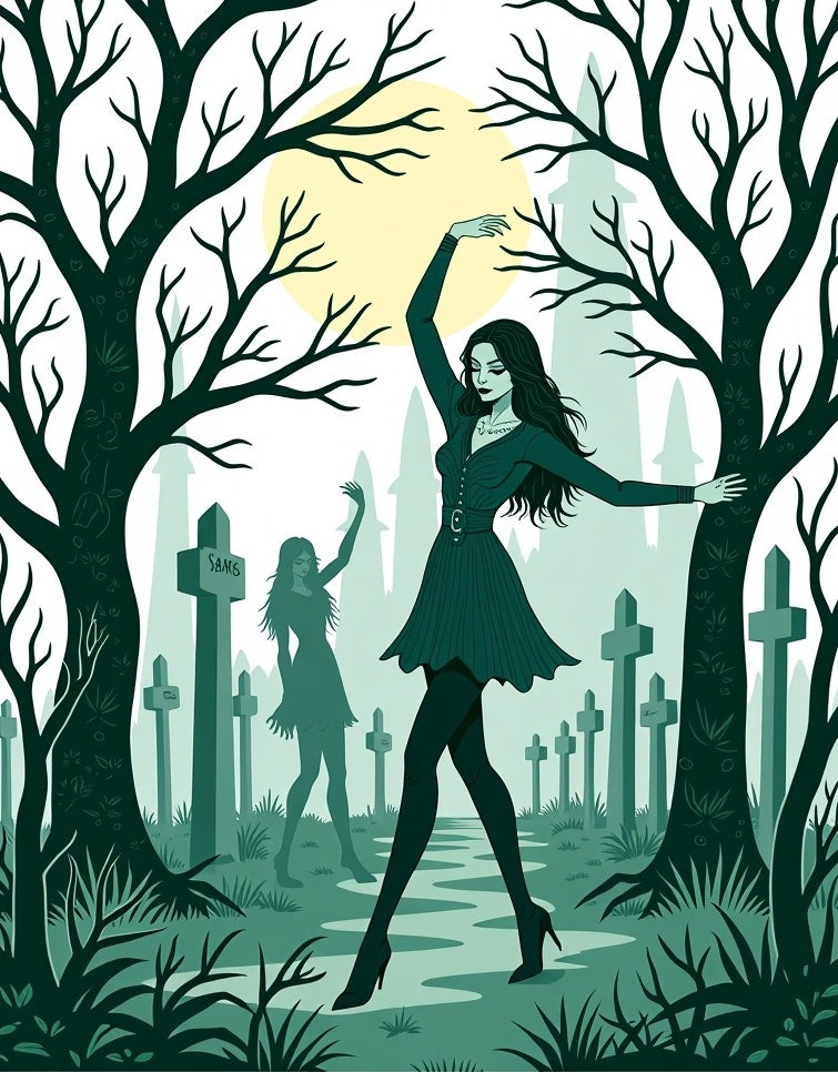 Macabre Goth Cemetery Moonlit Scene Rug