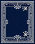 Art Deco Navy White Concentric Floral Rug