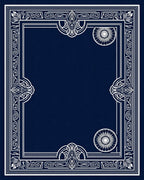 Art Deco Navy White Concentric Floral Rug