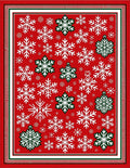 Red White Green Snowflake Winter Rug
