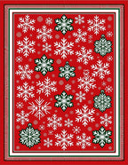 Red White Green Snowflake Winter Rug