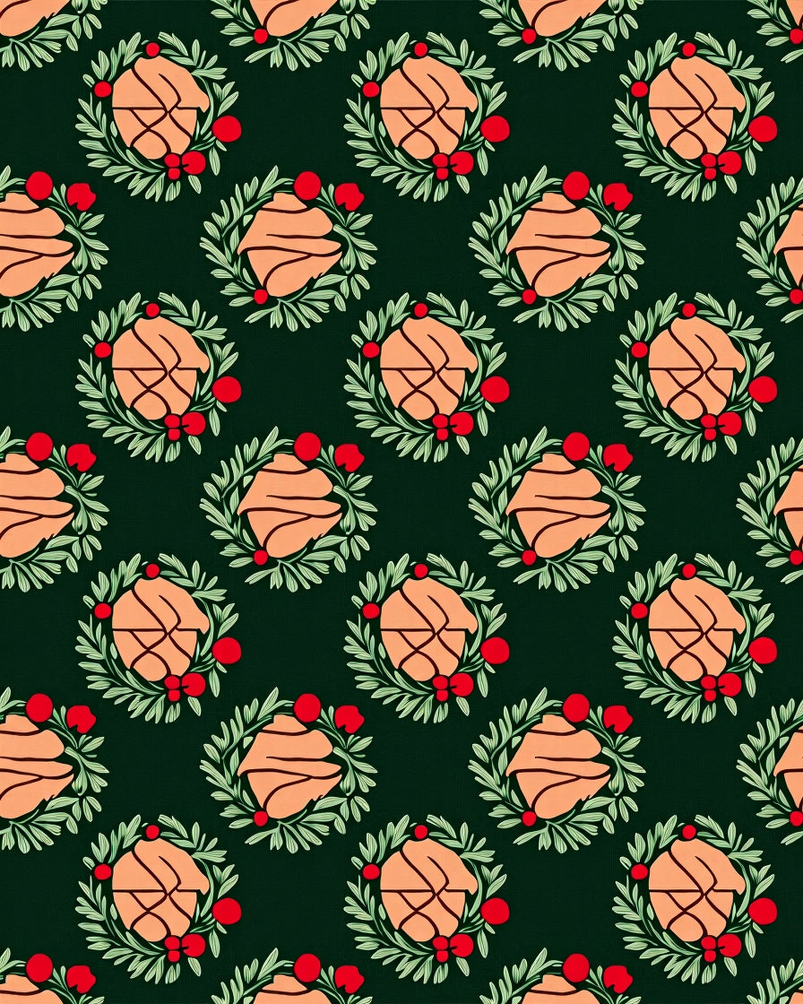 Festive Orange And Green Berry Wreath Rug