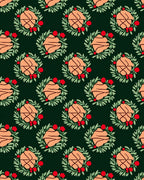 Festive Orange And Green Berry Wreath Rug