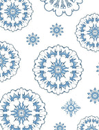 White Blue Mandala Blooming Medallion Rug