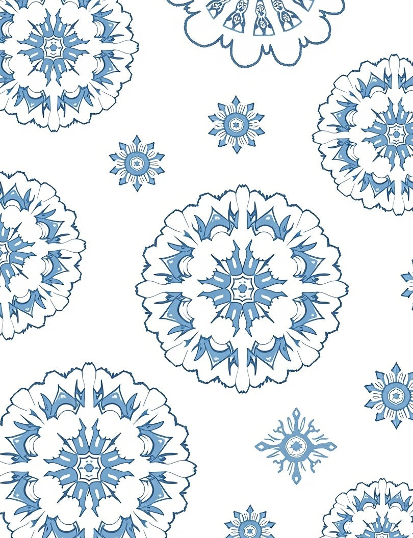 White Blue Mandala Blooming Medallion Rug