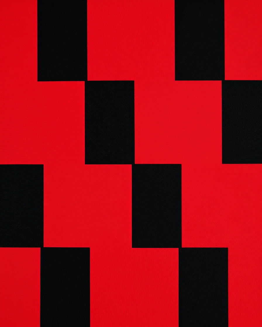 Bold Red Black Checkered Square Rug