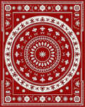 Crimson White Circular Floral Medallion Rug