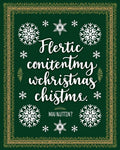 Green Snowflake Whimsical Christmas Lettering Rug
