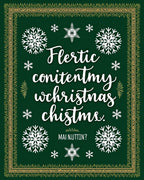 Green Snowflake Whimsical Christmas Lettering Rug