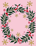 Pink Festive Holly Berry Snowflake Wreath Rug