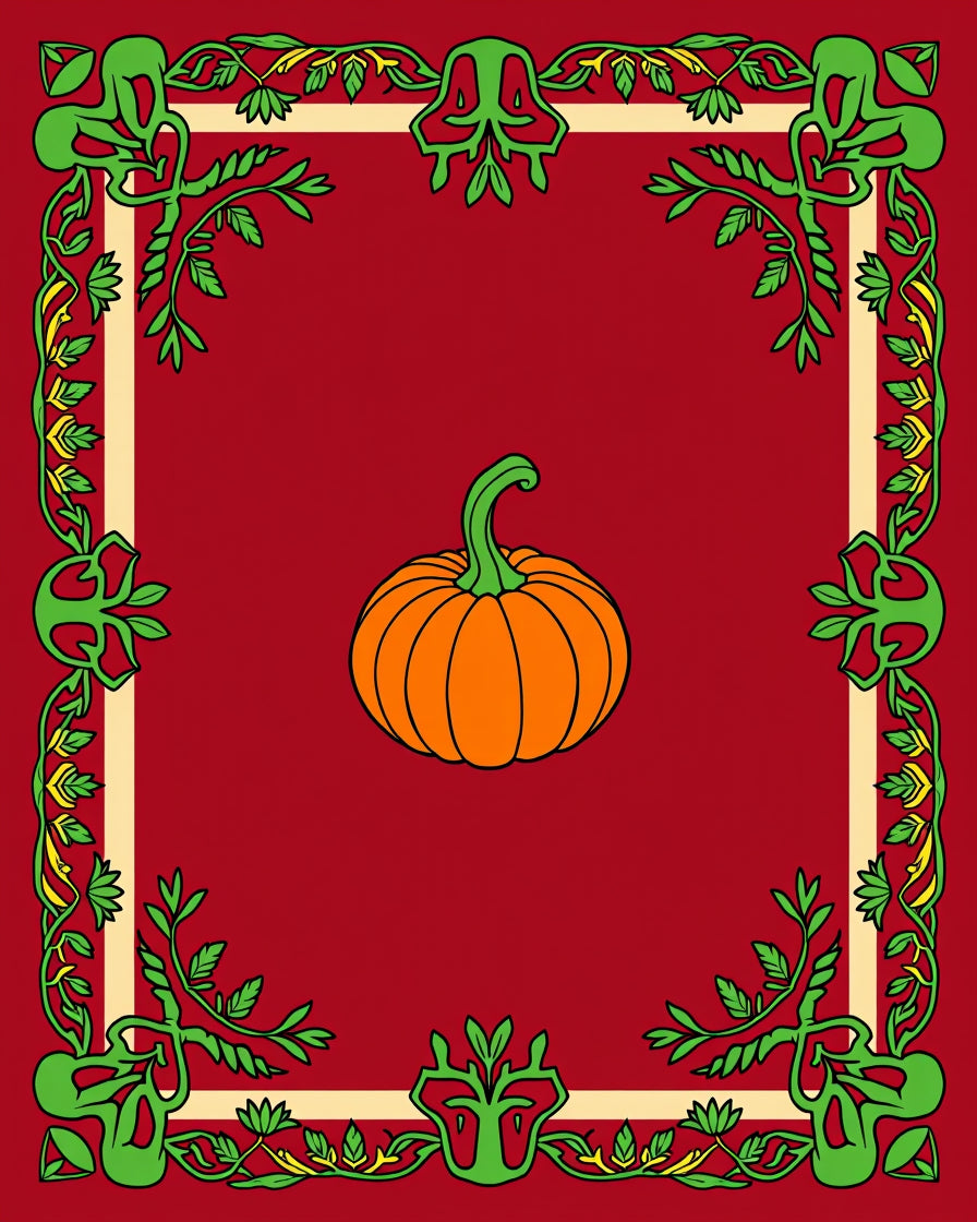 Autumn Harvest Orange Pumpkin Vine Rug