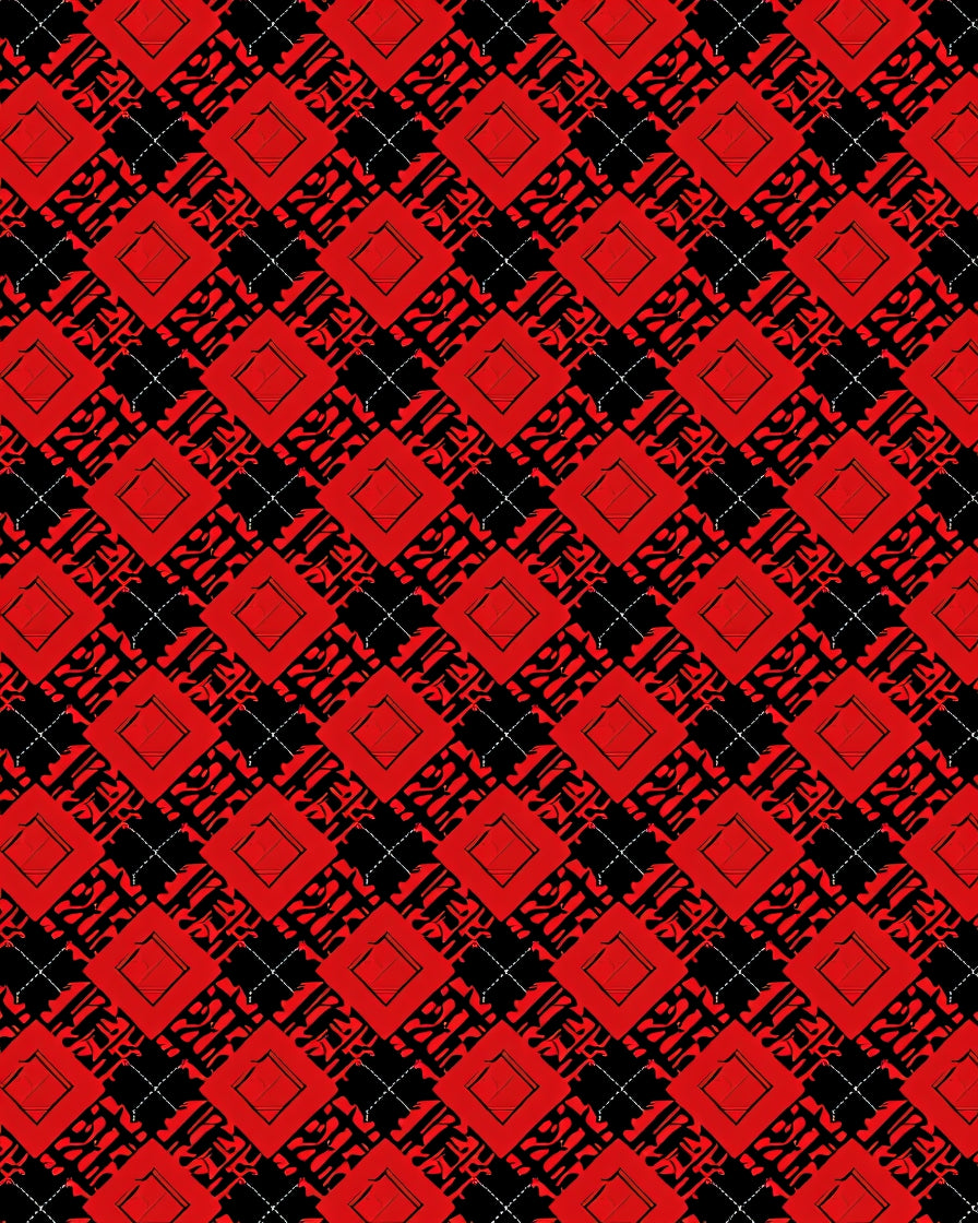 Bold Red Diamond Overlapping Abstract Rug