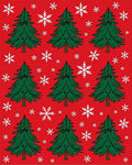 Festive Red Fir Tree Snowflake Repeating Rug