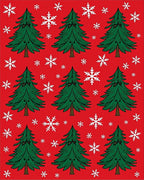 Festive Red Fir Tree Snowflake Repeating Rug