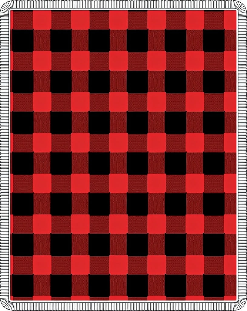 Crimson Black Gingham Checkered Cloth Rug