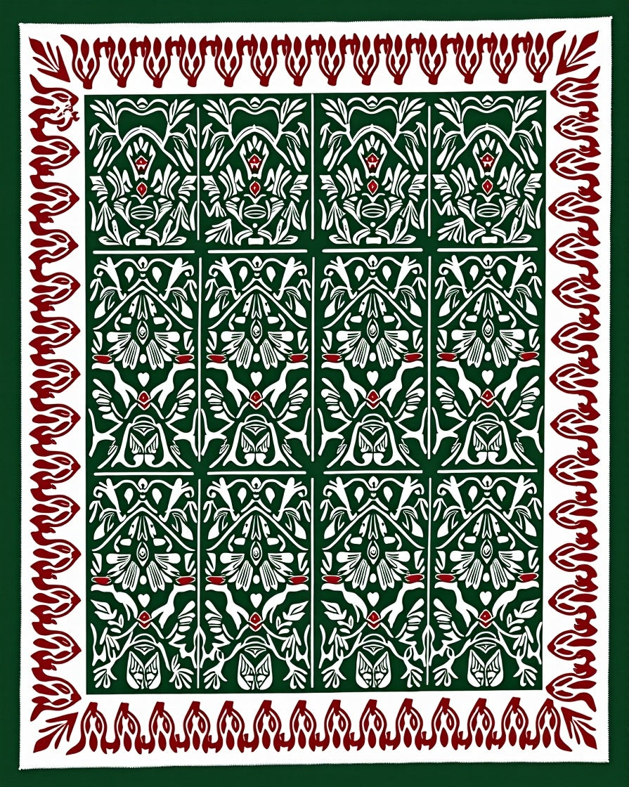 Emerald Ivory Red Classic Medallion Rug