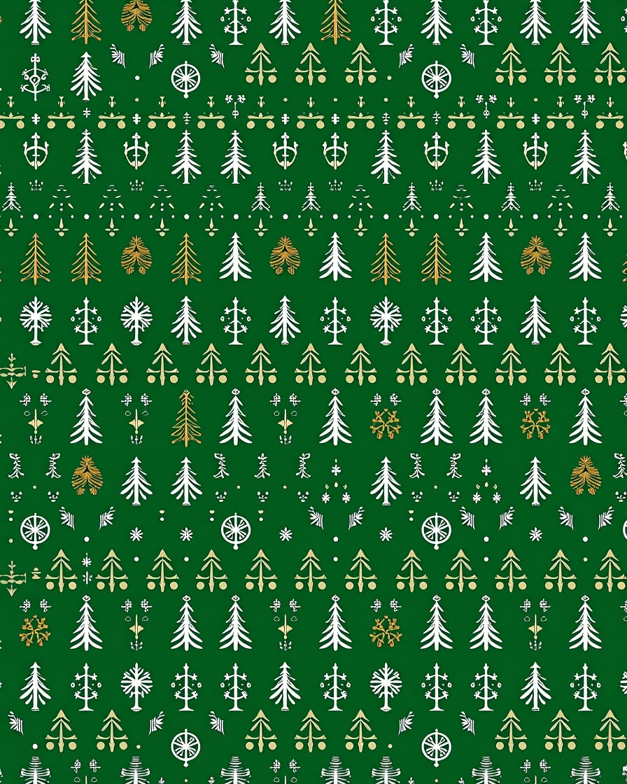 Holiday Forest Trees Christmas Green Gold Rug