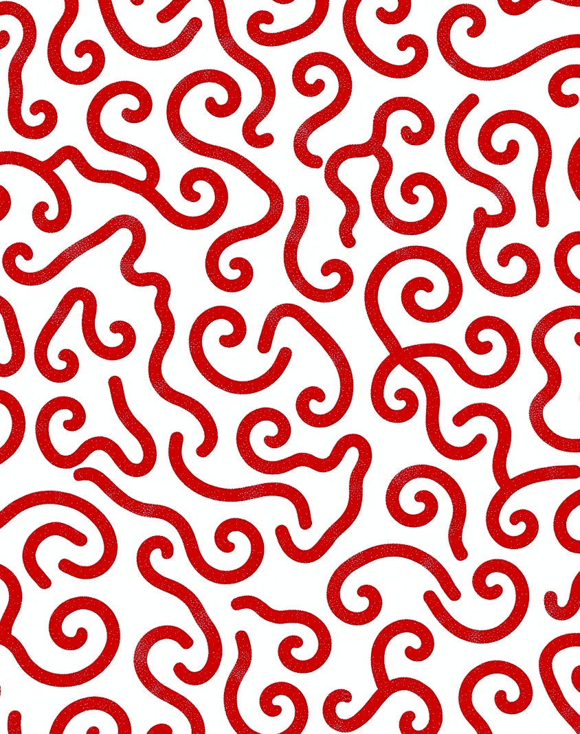 Bold Red Swirls Abstract Rug