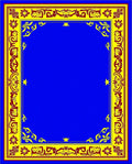 Bold Blue Floral Crimson Border Rug