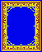 Bold Blue Floral Crimson Border Rug
