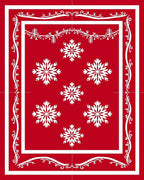 Crimson and White Winter Bloom Rug