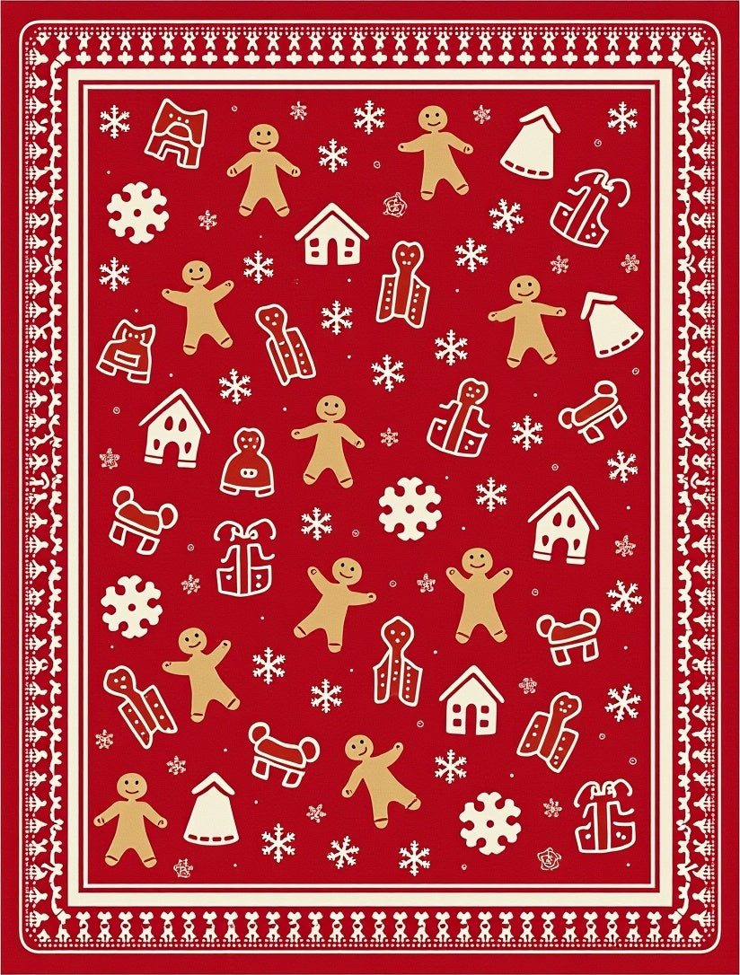 Whimsical Gingerbread and Snowflakes Collage Rug