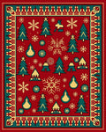 Red Emerald Pine Snowflake Holiday Rug
