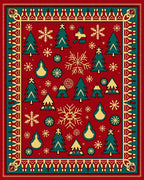 Red Emerald Pine Snowflake Holiday Rug