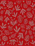 White Botanical Sketch On Red Rug