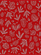 White Botanical Sketch On Red Rug