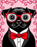 Dapper Black Pug Red Bowtie Swirl Rug