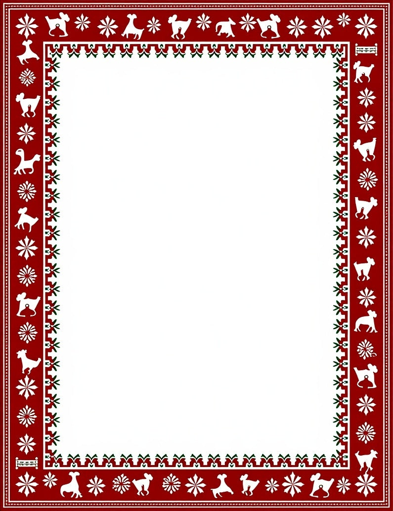 Crimson Dog Snowflake Border Rug