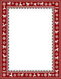 Crimson Dog Snowflake Border Rug