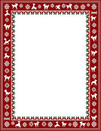 Crimson Dog Snowflake Border Rug