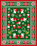 Red Green Christmas Figurines Snowflake Rug