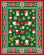 Red Green Christmas Figurines Snowflake Rug