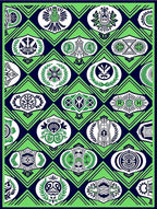 Emerald Navy Oval Emblem Medallion Rug